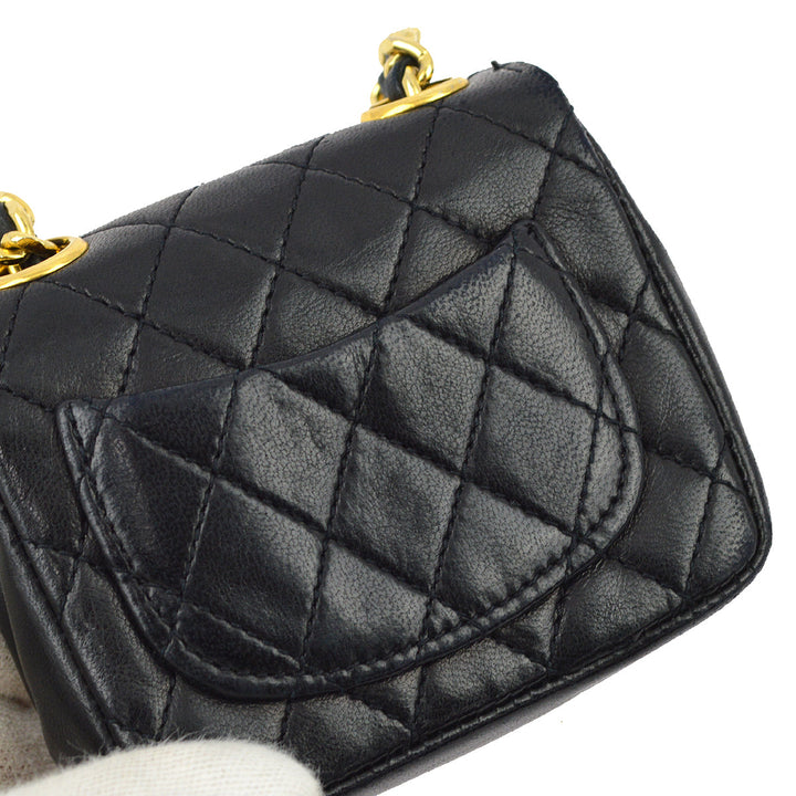 Top Quality Chanel Black Lambskin Classic Flap Micro Bag