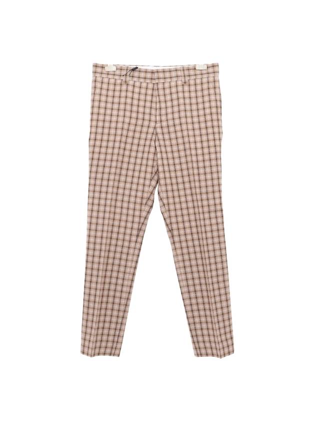 Burberry Men's Gingham Check Wool Straight Pants Beige Brown