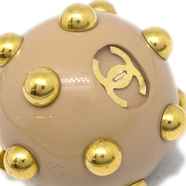 Top Quality Chanel Studs Button Earrings Beige Clip-On 00A