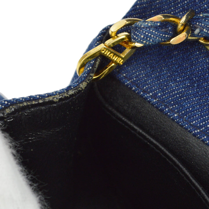 Top Quality Chanel * 1989-1999 Denim Turnlock Mini Full Flap Bag