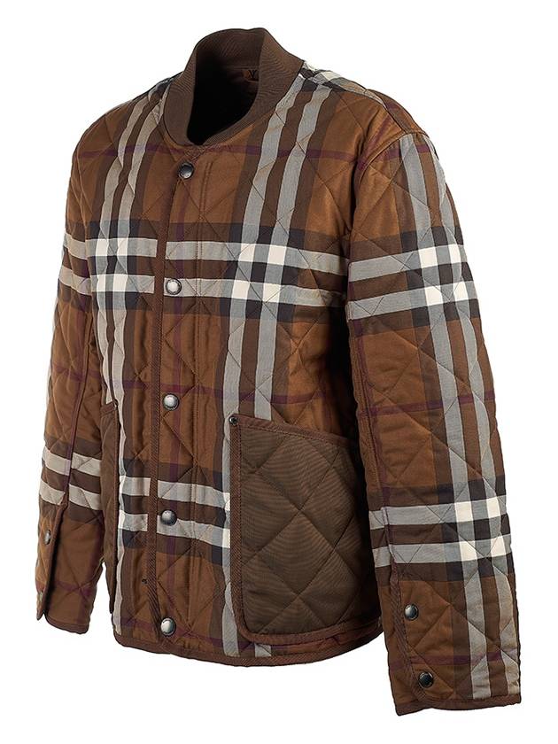 Burberry Check Stripe Quilted Bomber Jacket Brown