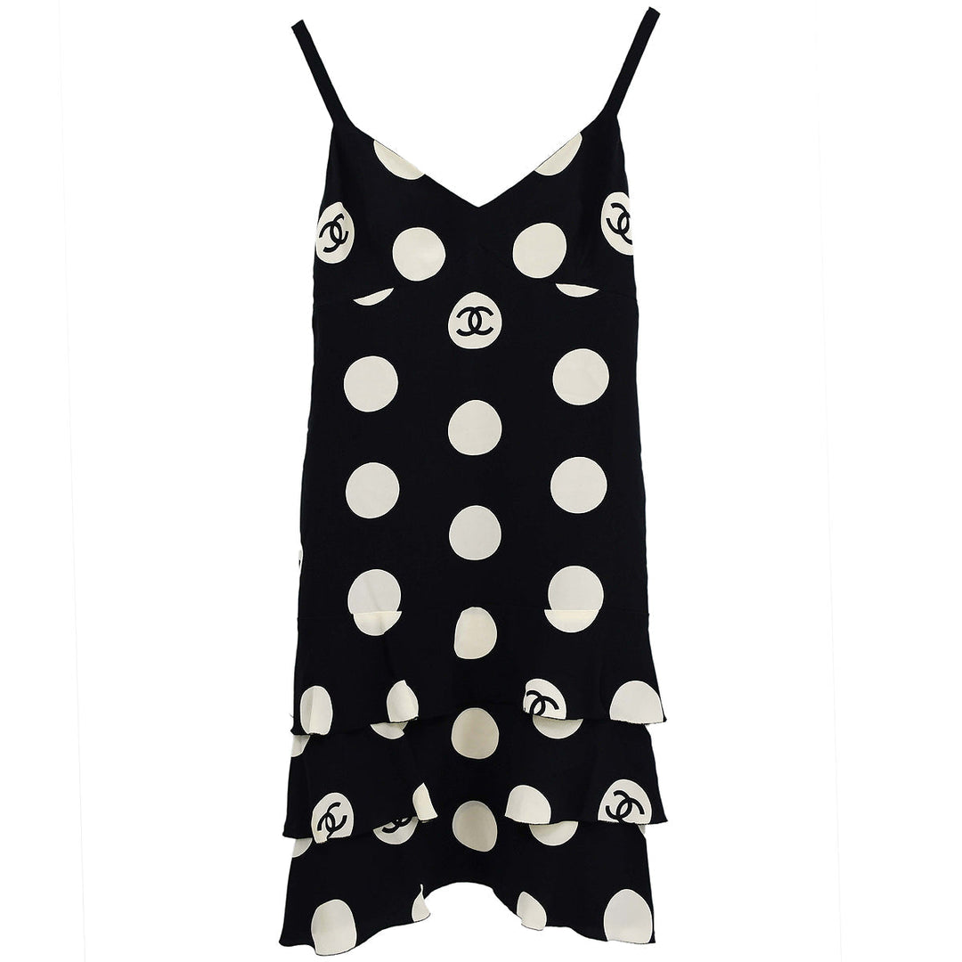 Top Quality Chanel Spring 1997 Runway polka-dot ruffled silk dress #38