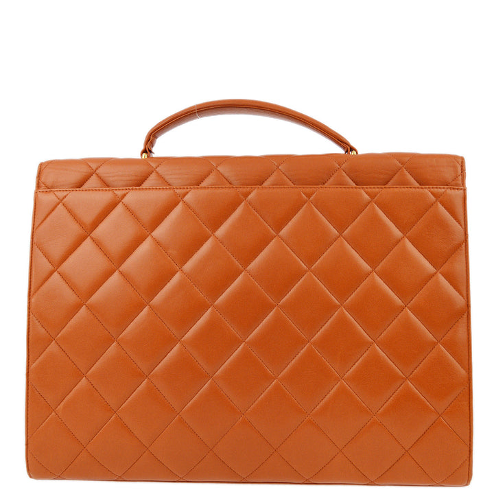 Top Quality Chanel Orange Lambskin Briefcase Business Handbag
