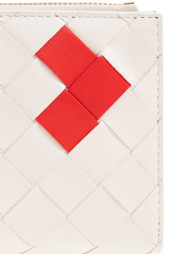 Bottega veneta Intrecciato Heart Detail Leather Half Wallet White