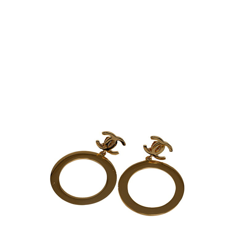 Top Quality Chanel Vintage Oval Logo Earrings Gold