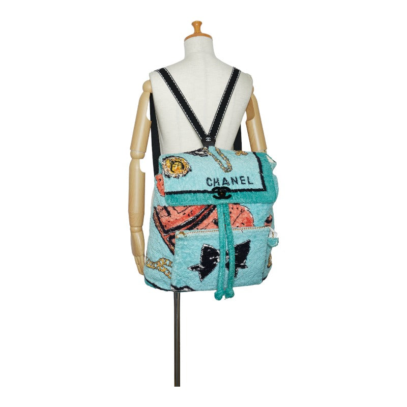 Top Quality Chanel Pillage Rucksack Backpack Green Multicolor Cotton Lady Chanel