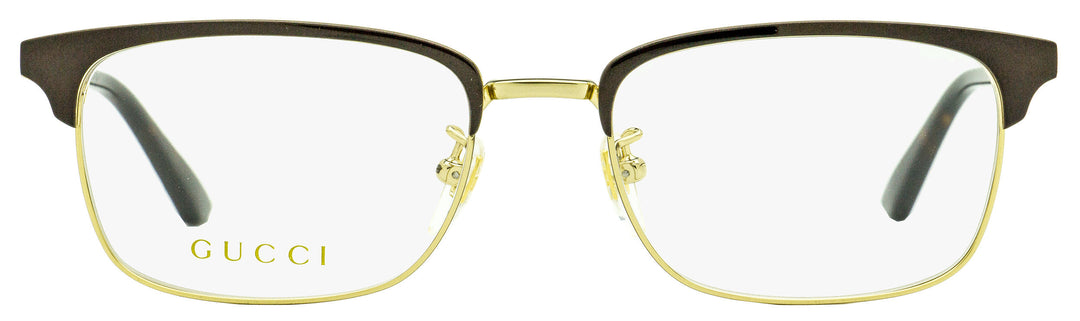 Gucci Men's Rectangular Eyeglasses GG0131O 002 Gold/Brown/Havana 53mm