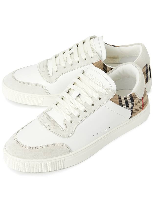 Burberry Check Leather Suede Sneakers Natural White Archive Beige