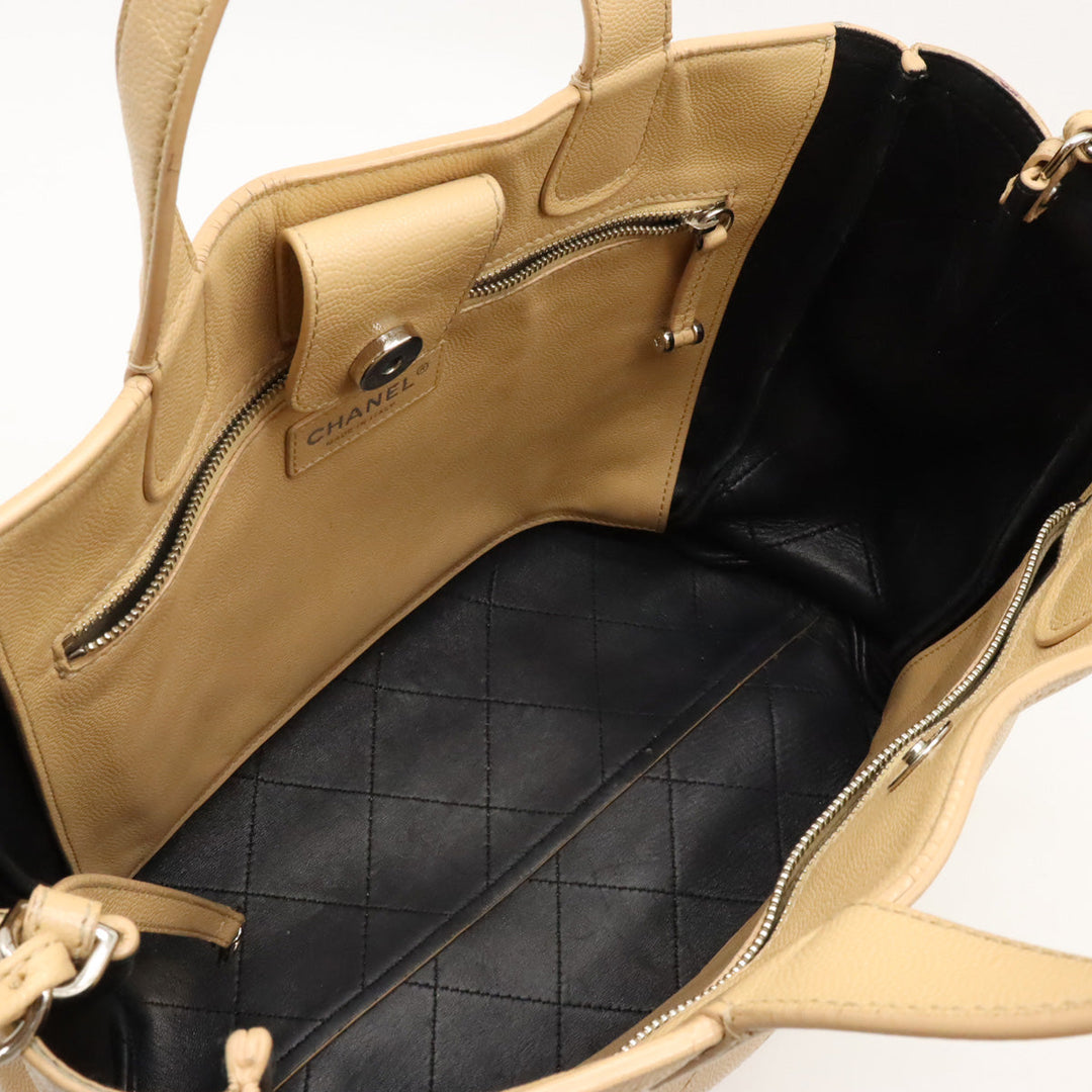 Top Quality Chanel Matrasse Coco Tote Bag 2WAY Chain Shoulder Bag Caviar S Leather Beige AS0240