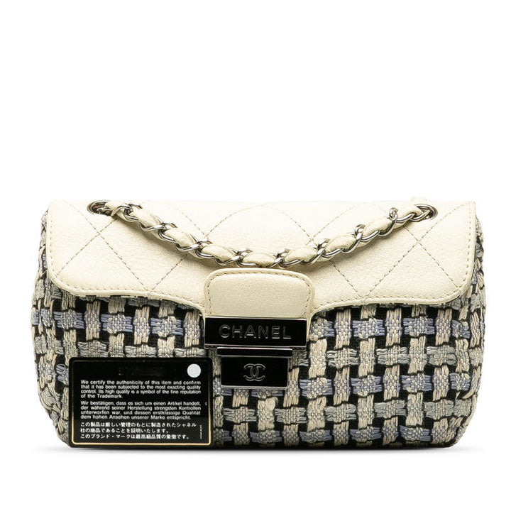Top Quality Chanel Wild Stitch Flap Bag in Tweed Wool White Blue