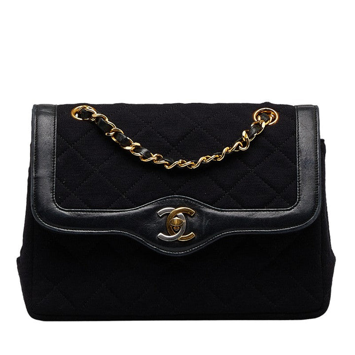 Top Quality Chanel Mattress Cocomark Double Flap 23 Chain houlder Bag Black Cotton Leather  CHANEL
