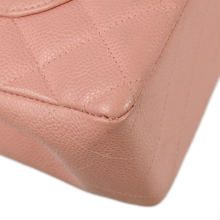 Top Quality Chanel 2003-2004 Pink Caviar Jumbo Classic Flap Shoulder Bag