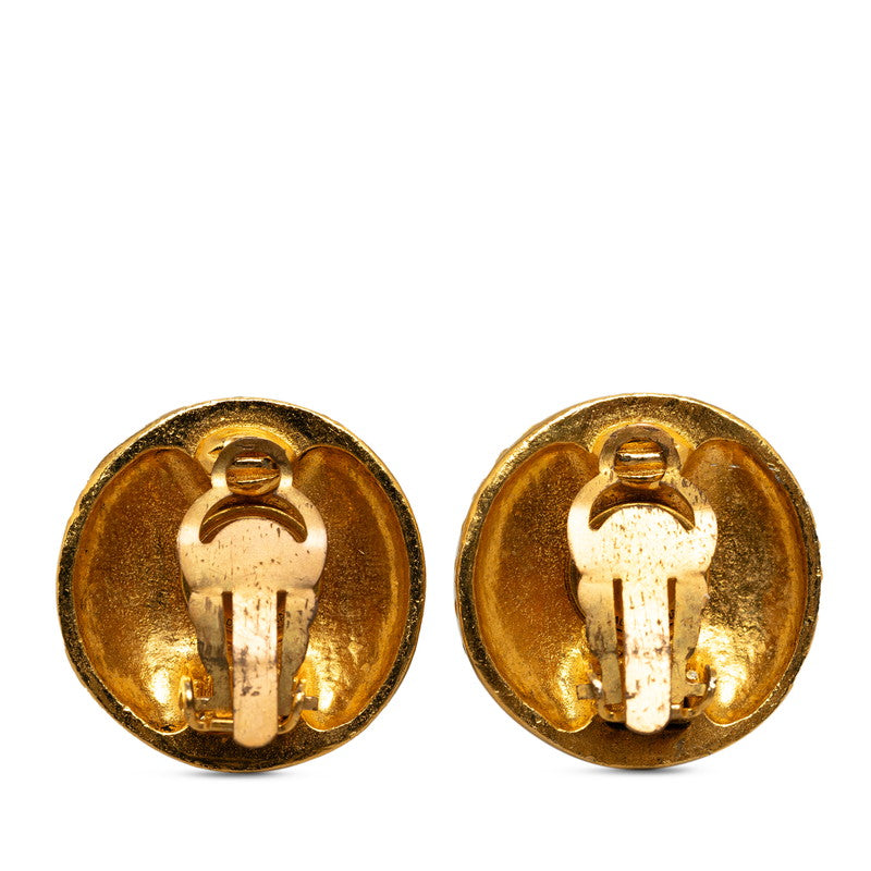 Top Quality Chanel Coco Mark Round Earrings Gold Plated Women's