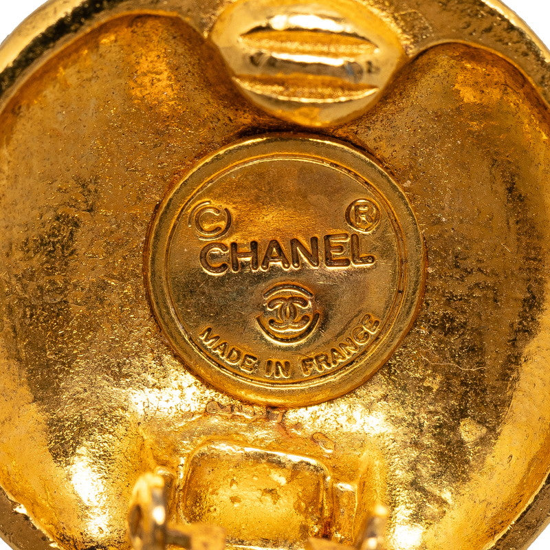 Top Quality Chanel Coco Mark Round Earrings Gold Plated Women's