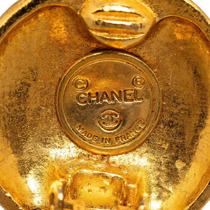 Top Quality Chanel Coco Mark Round Earrings Gold Plated Women's