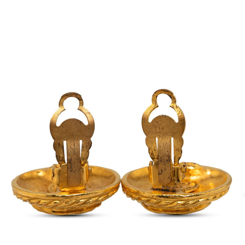 Top Quality Chanel Coco Mark Round Earrings Gold Plated Women's