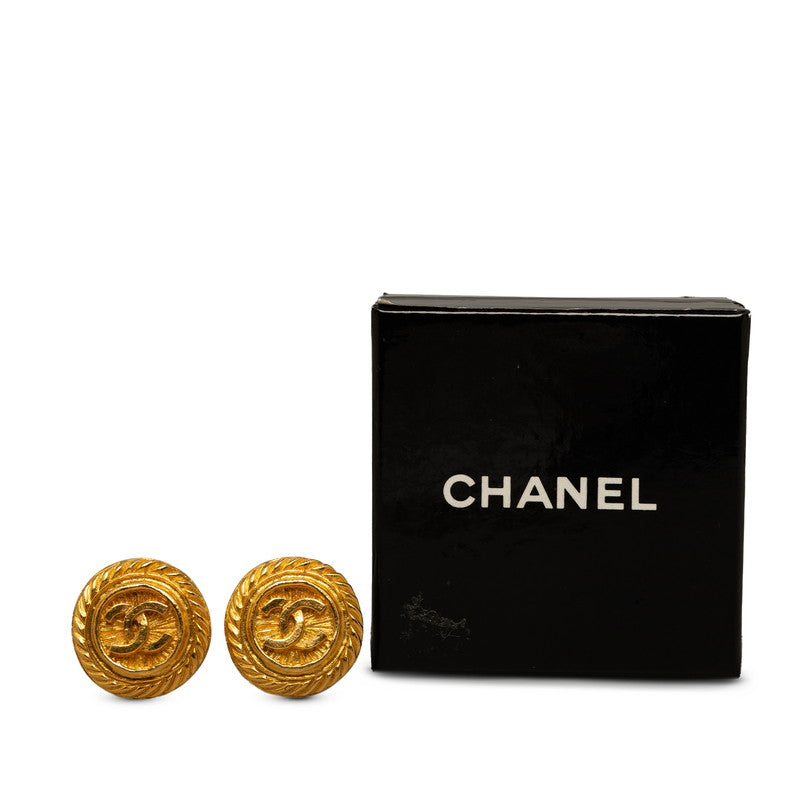 Top Quality Chanel Coco Mark Round Earrings Gold Plated Women's