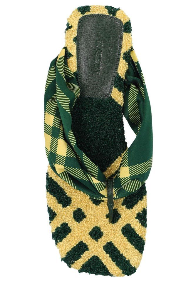 Burberry Check Pool Flat Slides Green