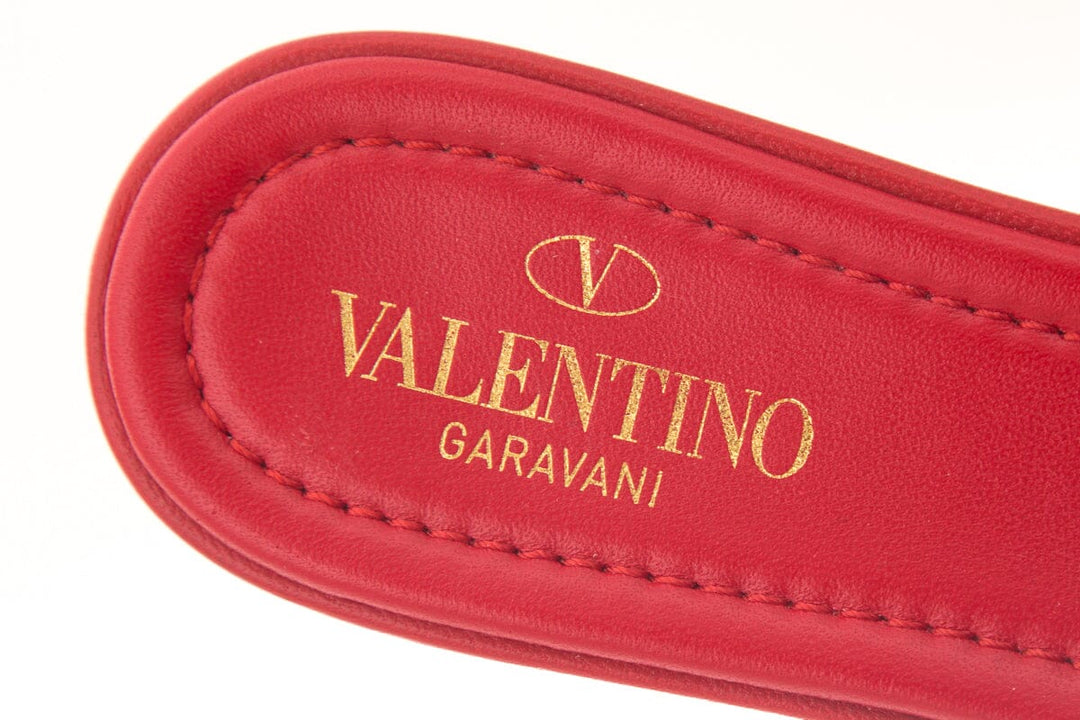 Valentino Red Leather Rockstud Slides SZ 35
