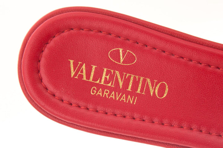 Valentino Red Leather Rockstud Slides SZ 35