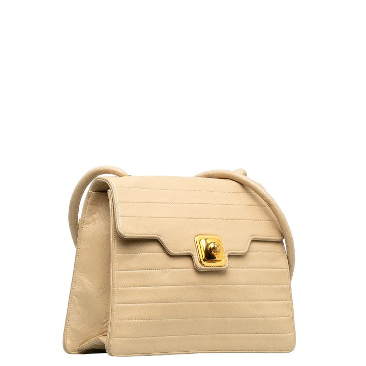 Top Quality Chanel Vintage Flap Shoulder Bag Lambskin Beige Ladies