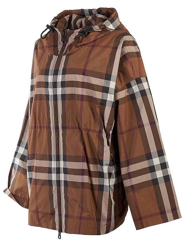 Burberry Check Hooded Jacket Dark Birch Brown