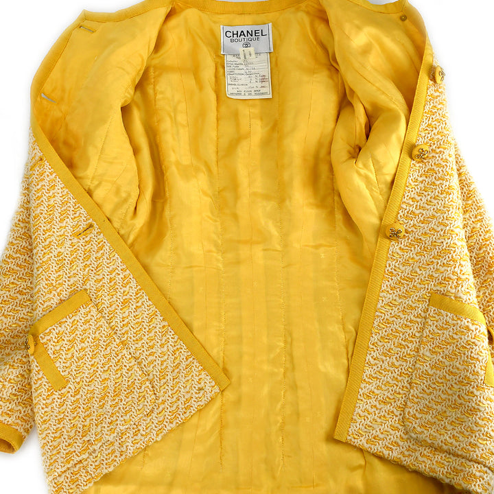 Top Quality Chanel Setup Suit Collarless Jacket Skirt Yellow 25 #34