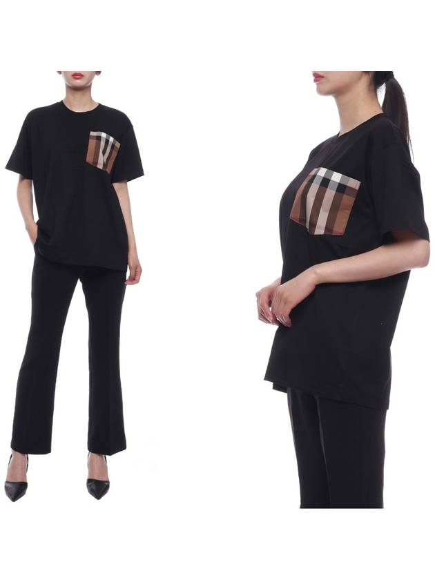 Burberry Carrick Check Print Crew Neck Long Sleeve T-Shirt Black
