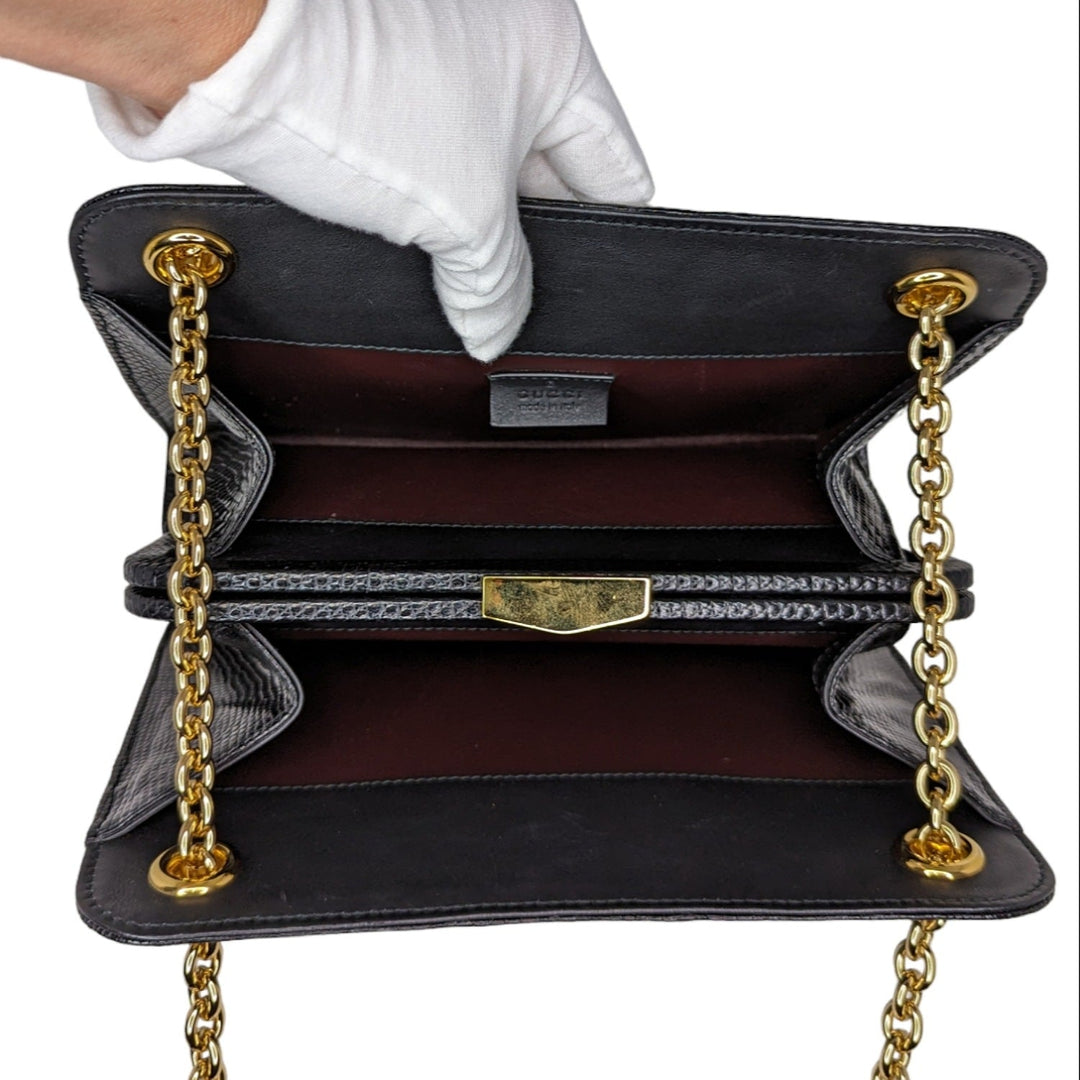 Gucci Zumi Lizard Frame Shoulder Bag