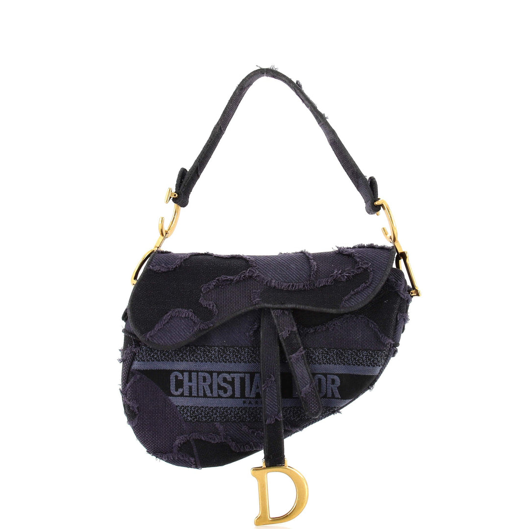 Top quality Dior Saddle Handbag Camouflage Embroidered Canvas Medium