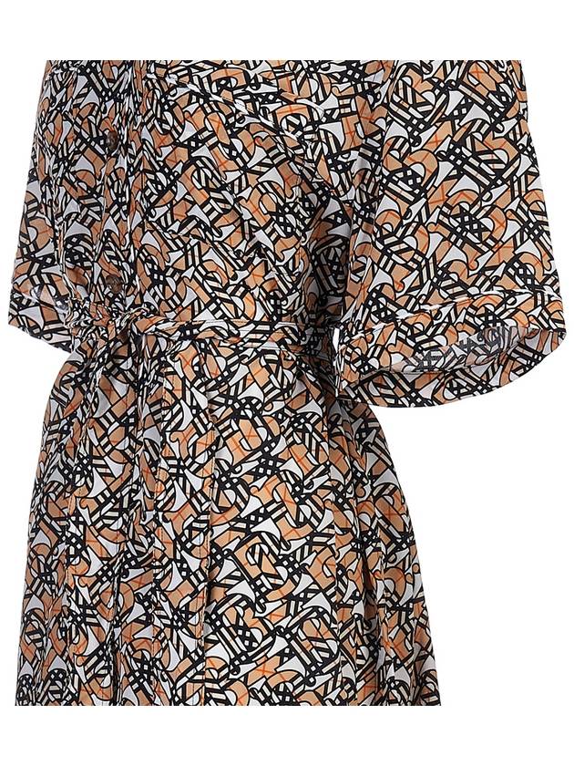 Burberry Monogram Logo Print Silk Midi Dress