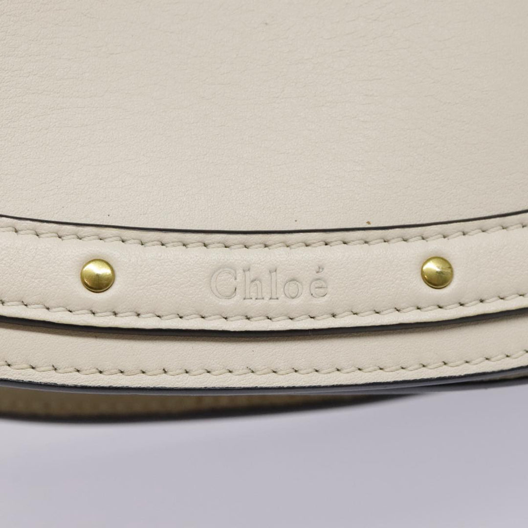Chloe Nile Small Bracelet Hand Bag Leather 2way White Gold 91595