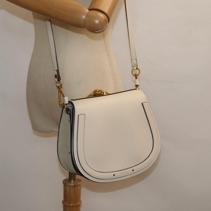 Chloe Nile Small Bracelet Hand Bag Leather 2way White Gold 91595