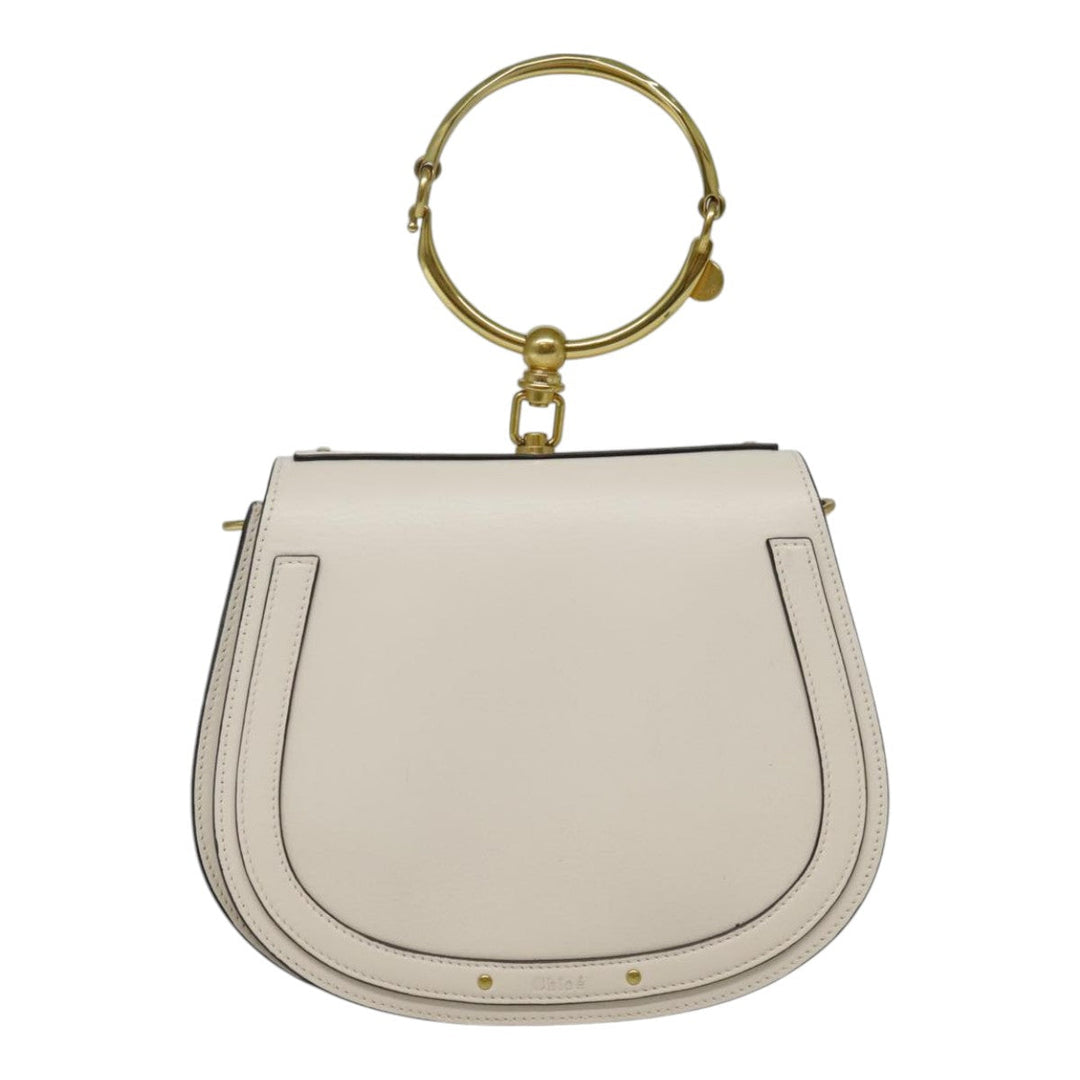Chloe Nile Small Bracelet Hand Bag Leather 2way White Gold 91595