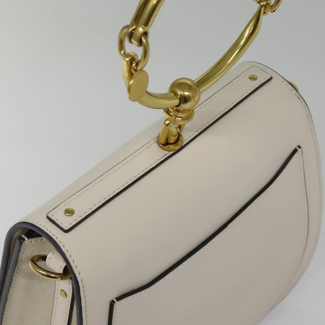 Chloe Nile Small Bracelet Hand Bag Leather 2way White Gold 91595