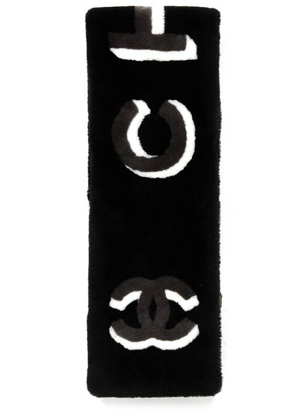 CC Lettering Shearling Cashmere Muffler Black Chanel