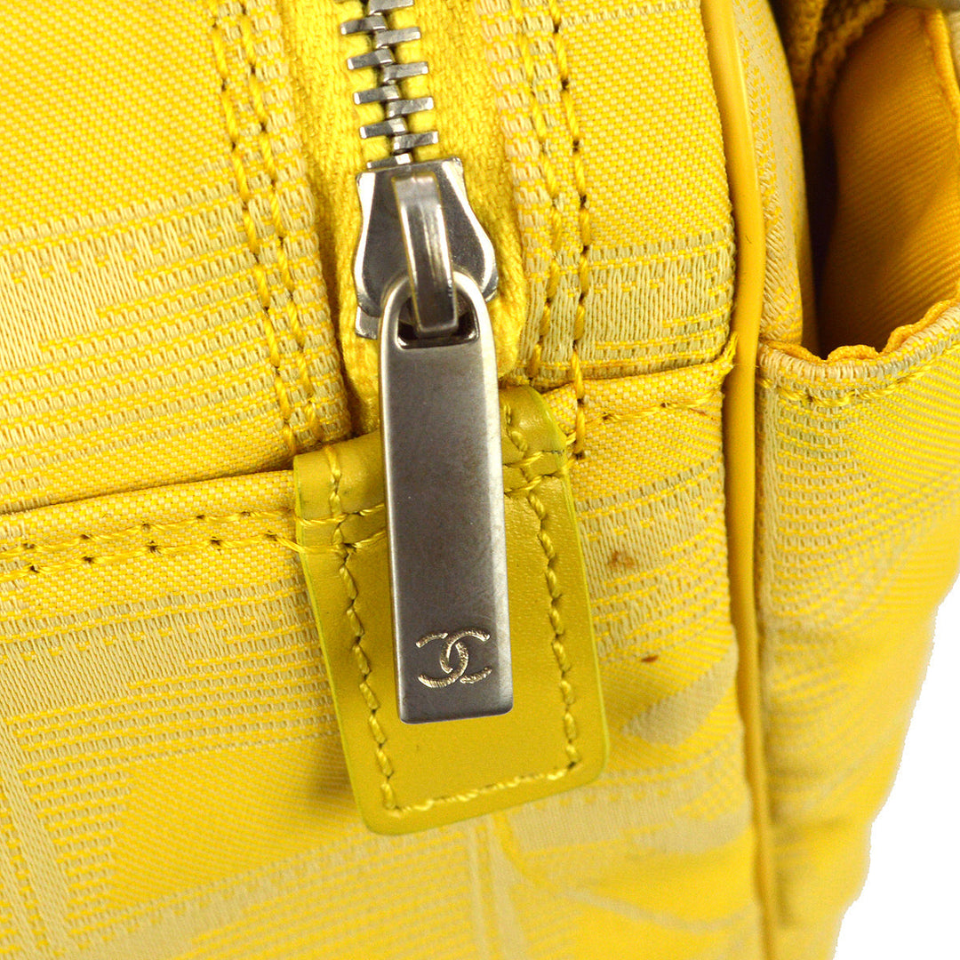 Top Quality Chanel 2001-2003 Yellow Jacquard Nylon New Travel Line Shoulder Bag