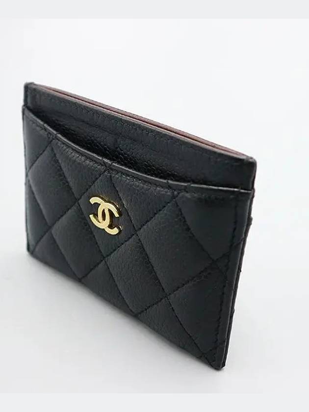 AP0213 Black grained calf caviar skin COCO gold logo classic card holder Matrasse wallet Chanel