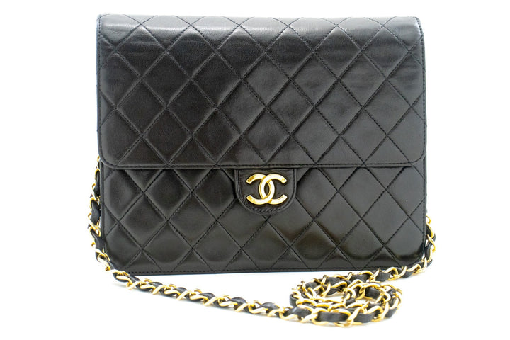 Chanel Small Chain Shoulder Bag Clutch Black Quilted New Lambskin