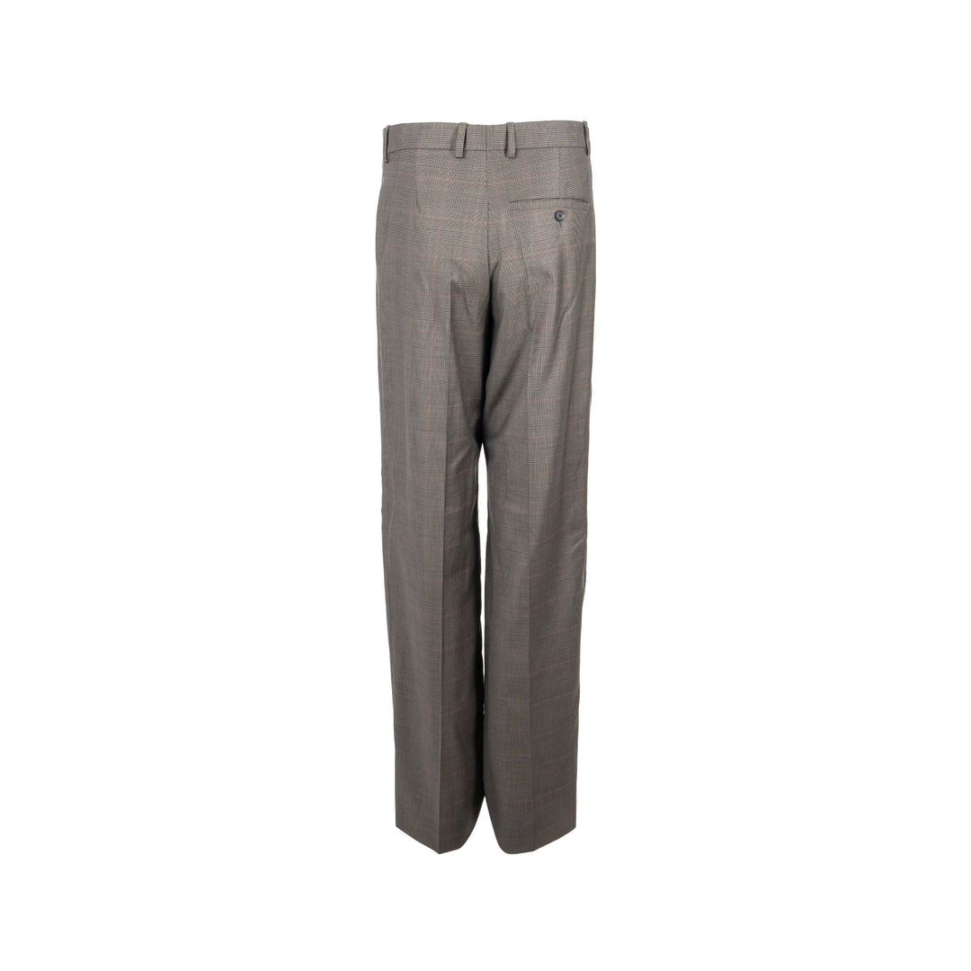Top Quality Balenciaga Size 44 Checked Single-Breasted Trousers Wool Dark Grey