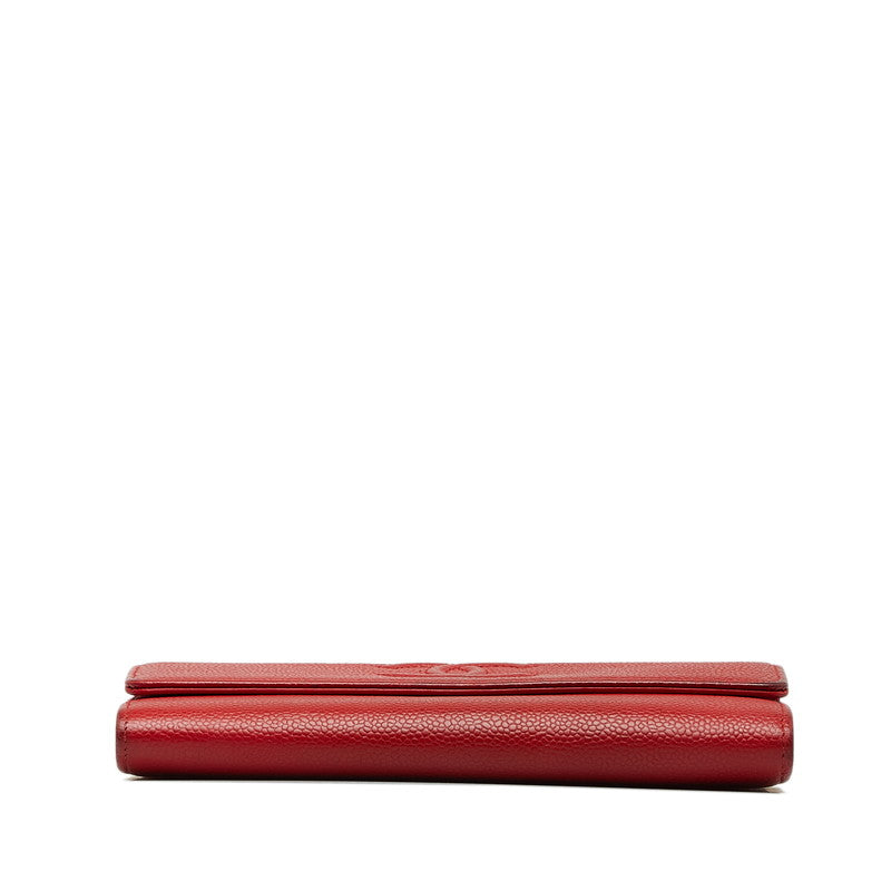 Top Quality Chanel Cocomark Long Wallet Red Caviar   Chanel