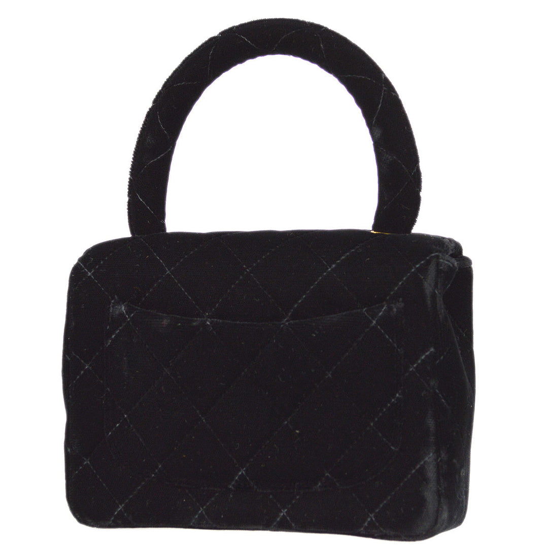 Top Quality Chanel 1994-1996 Black Velvet Classic Flap Micro Handbag