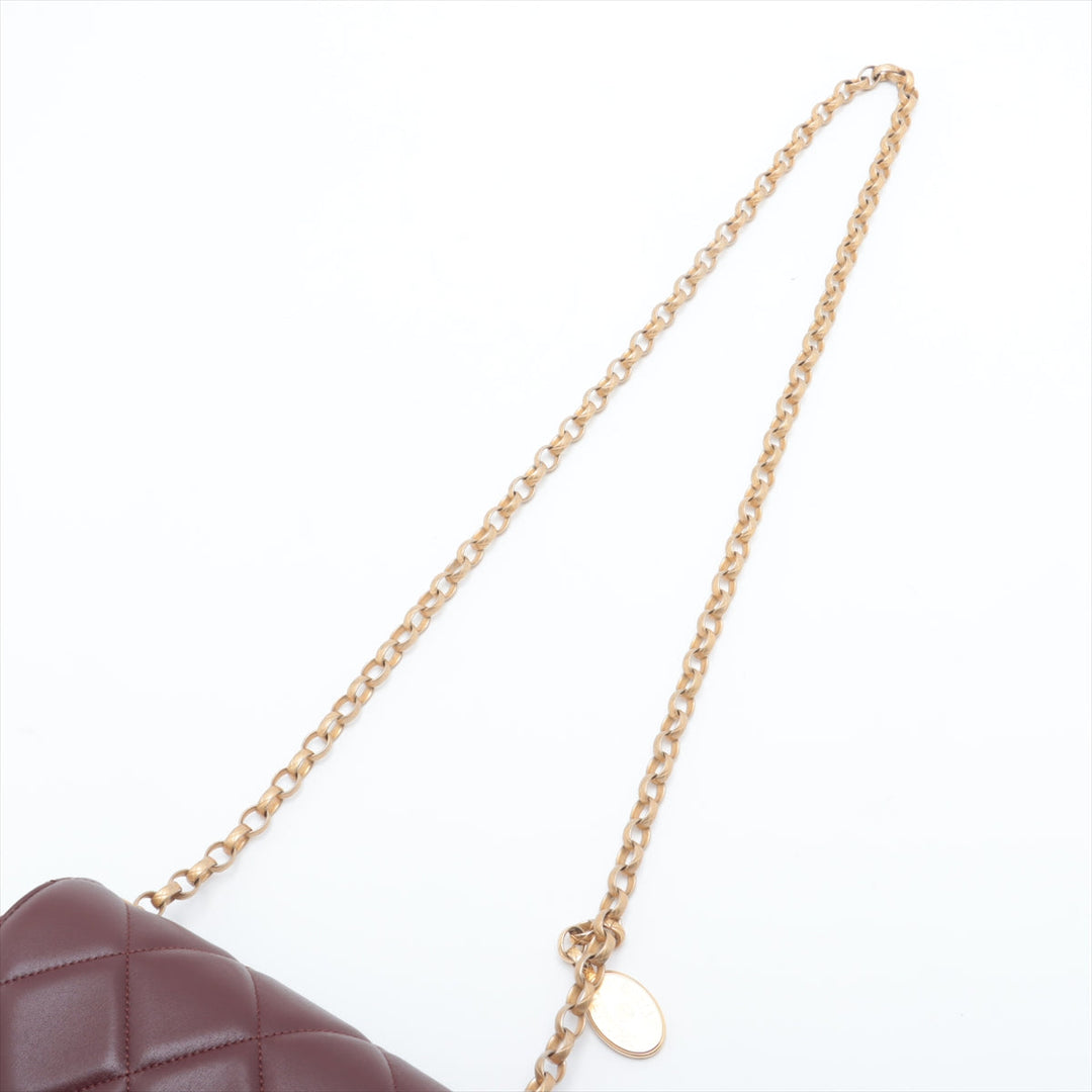 Top Quality Chanel Mini Lambskin  Single Chain Single Chain Bag Bordeaux Gold  IC Chip