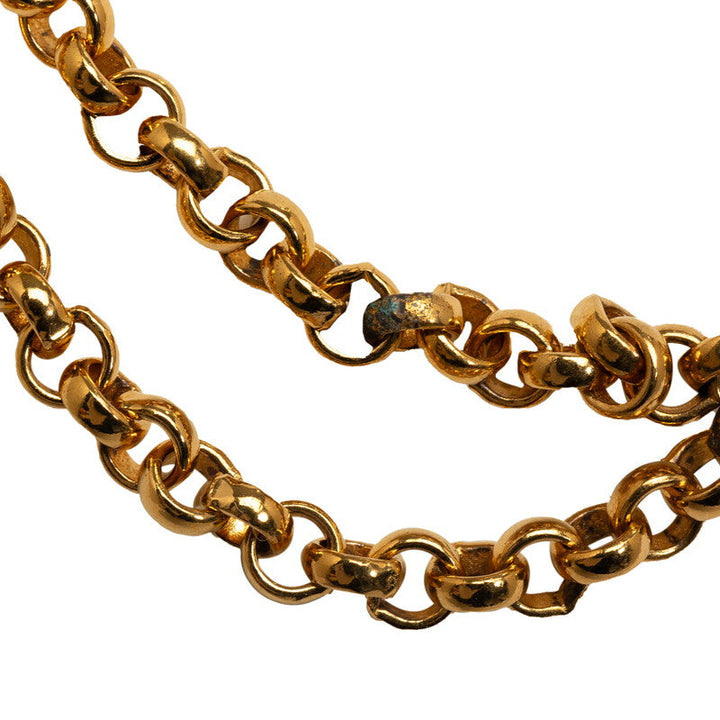 Top Quality Chanel Vintage Cocomark Double Heart Necklace Gold Ladies