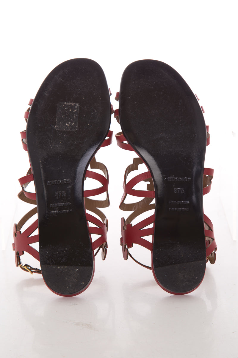Hermès Red Karlotta Sandals SZ 37.5