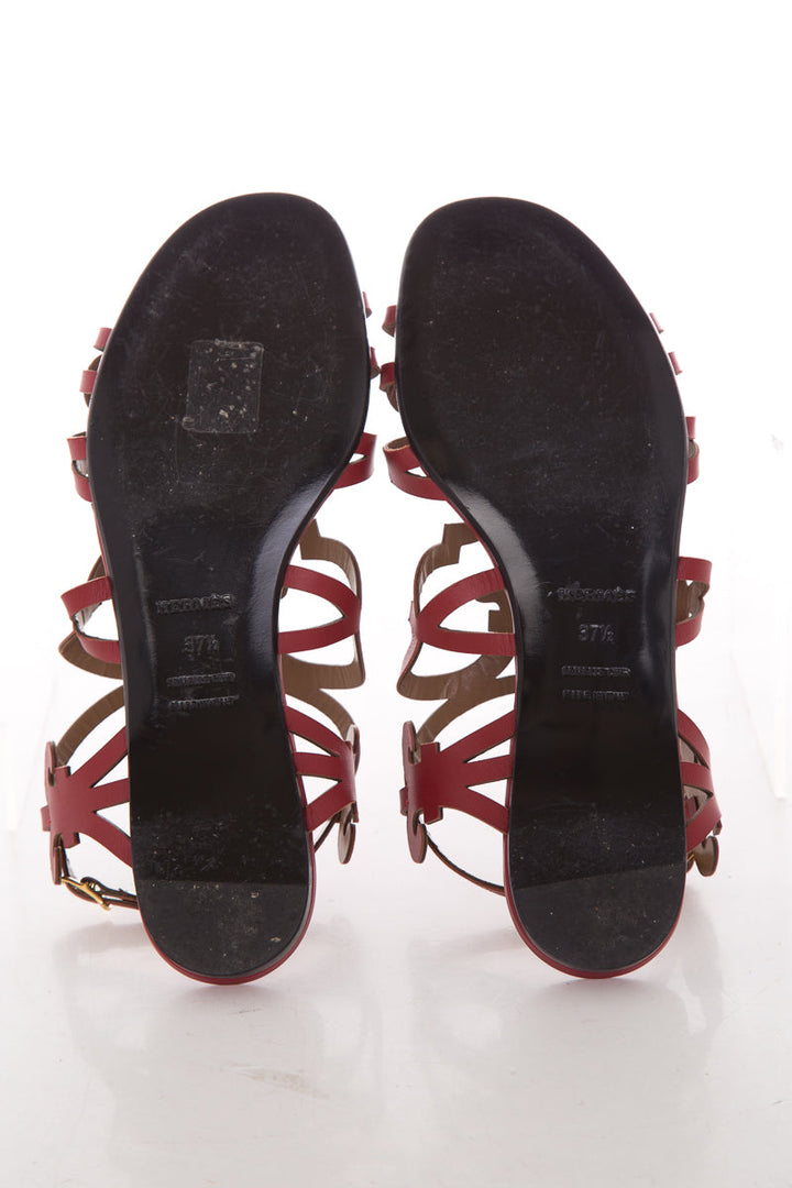 Hermès Red Karlotta Sandals SZ 37.5