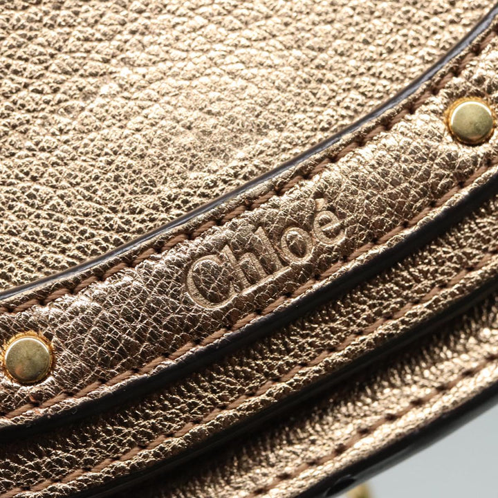 Chloe Nile Small Minodiaire Shoulder Bag Leather Gold 92103
