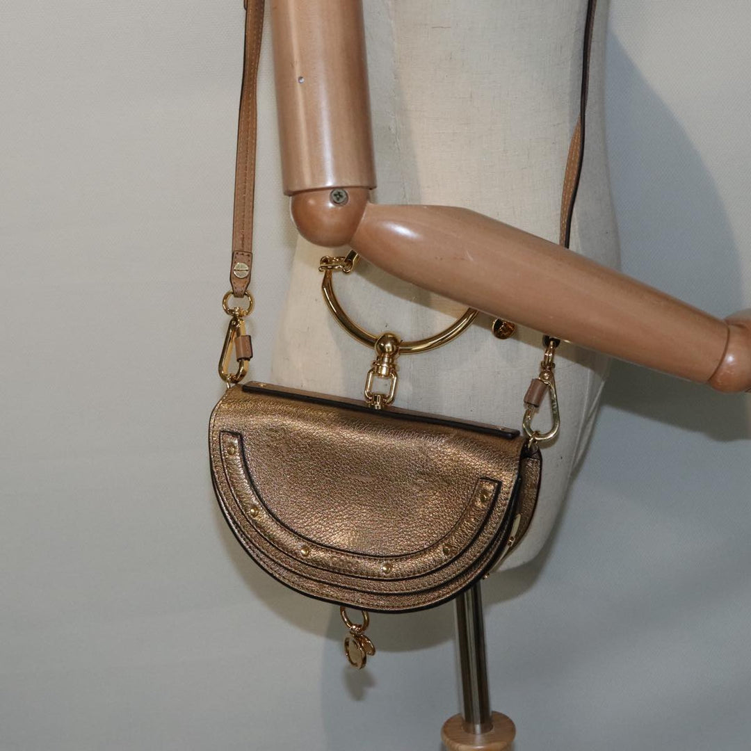 Chloe Nile Small Minodiaire Shoulder Bag Leather Gold 92103