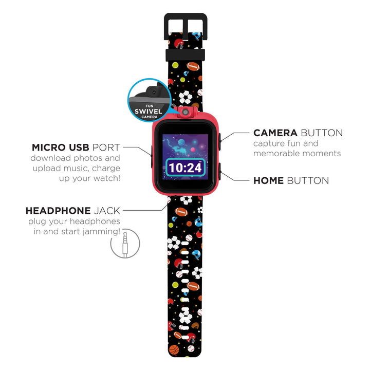 PlayZoom 2 Kids Smartwatch with Headphones: Black Sports Print