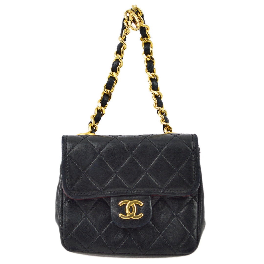 Top Quality Chanel Black Lambskin Classic Flap Micro Bag